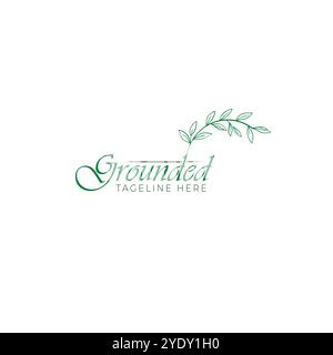 Grounded Root Eco Logo Pflanzenlogo Naturlogo Stock Vektor