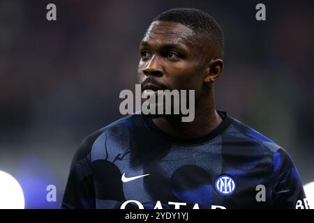 Mailand, Italien. Oktober 2024. Marcus Thuram vom FC Internazionale während des Spiels der Serie A zwischen dem FC Internazionale und Juventus FC im Stadio Giuseppe Meazza am 27. Oktober 2024 in Mailand Italien. Quelle: Marco Canoniero/Alamy Live News Stockfoto