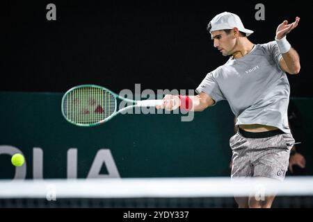 Marcos GIRON aus den Vereinigten Staaten während des ersten Tages des Rolex Paris Masters 2024, ATP Masters 1000 Tennisturniers am 28. Oktober 2024 in der Accor Arena in Paris, Frankreich Stockfoto