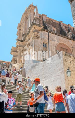 Dubrovnik Kroatien, Altstadt Stari Grad Ragusa Stadtmauer, Jesuitentreppe, großer Barockstil, Jesuitenkirche St. Ignatius Crkva sv. Ignacija, V Stockfoto