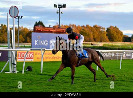 Leicester, Großbritannien, 28.10.2024, Marching Mac Ridden by Grace McEntee gewinnt 4,25 auf Leicester Racecourse, Leicester Picture von Paul Blake/Alamy Sports News Stockfoto