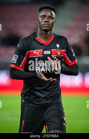 Herning, Dänemark. Oktober 2024. Franculino vom FC Midtjylland wurde nach dem 3F Superliga-Spiel zwischen dem FC Midtjylland und Aarhus GF in der MCH Arena in Herning gesehen. Stockfoto