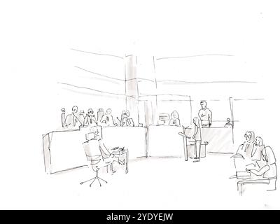 dessin d'Audience palais de Justice de toulouse Tribunal judiciaire Stockfoto