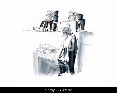 dessin d'Audience palais de Justice de toulouse Tribunal judiciaire Stockfoto