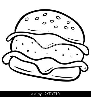 Lustige Cartoon Beef Burger Oder Cheeseburger Logo Illustaration Stockfoto