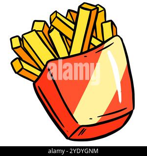 Cartoon Comic Fast Food Pommes Chips in Container Illustrations Clipart Stockfoto