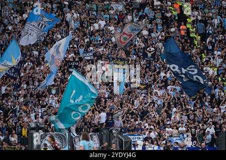 Rom, Italien. Oktober 2024. Lazio-Fans beim Spiel der Serie A Enilive zwischen SS Lazio und Genua CF am 27. Oktober 2024 im Stadio Olimpico in Rom. Quelle: Giuseppe Maffia/Alamy Live News Stockfoto