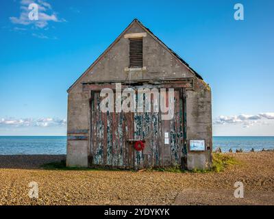 Das Mary Stanford Lifeboat House in Winchelsea, Rye, ist der tragische Ort, an dem 17 Mitglieder der Mary Stanford Lifeboat Crew 1928 ihr Leben verloren Stockfoto