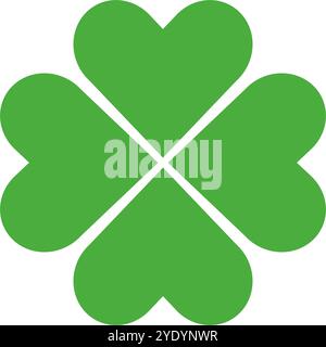 Vierblättriges Kleesymbol. Viel Glück. Editierbarer Vektor. Stock Vektor