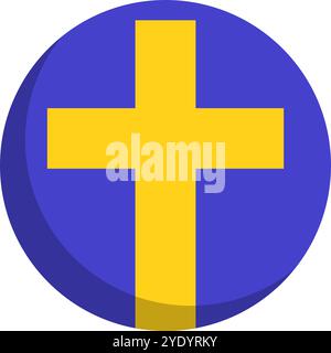 Rundes modernes christliches Kreuz. Editierbarer Vektor. Stock Vektor