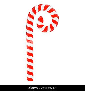 Vektor-Weihnachtsbonbon-Zuckerrohr-Symbol isoliert auf weißem Hintergrund. Weihnachtssymbol. Traditionelle Weihnachtsbonbons mit roten und weißen Streifen. Santa Karamellstock mit Stock Vektor