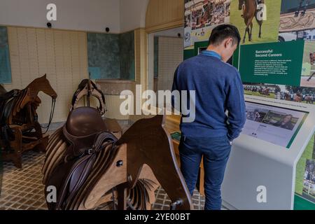 Besucher des National Horseracing Museum in Newmarket, Suffolk, England, Großbritannien Stockfoto