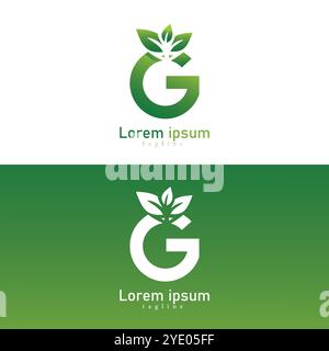 Umweltfreundliches G-Logo mit Blattakzent – ideal für Bio-, nachhaltige und umweltfreundliche Marken Stock Vektor