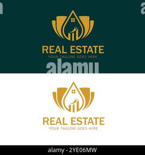 Design eines Immobilien-Logos Haus Umbau Icon Haus Reparatur Logo Vektor Skizze Goldenes Haus Stock Vektor