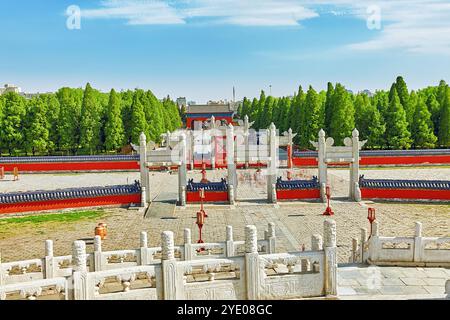 Kreisförmige Hügel Altar in der komplexen Temple of Heaven in Peking, China. Stockfoto