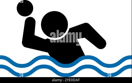 Person, die Wasserpolo spielt. Editierbarer Vektor. Stock Vektor