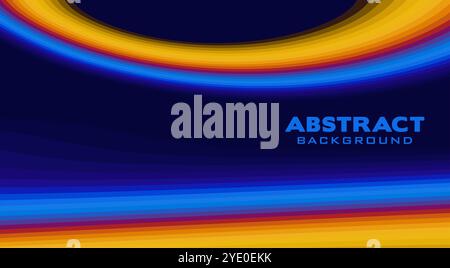 Abstrakter blauer Hintergrund mit gelber und roter Linie. Modernes futuristisches Rastergrafik Stockfoto