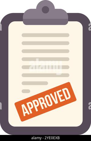 Zwischenablage mit genehmigtem Dokument für Geschäftsvereinbarung, Vertrag mit Unterschrift und genehmigtem Stempel Stock Vektor