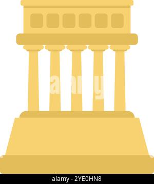 Goldenes parthenon-Symbol in flachem Stil, das auf der Plattform steht und die griechische Kultur und Geschichte repräsentiert Stock Vektor
