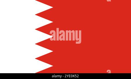 Flagge von Bahrain, Format 16:9, Flagge von Bahrain, Vektorbilder Stock Vektor