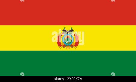 Flagge Boliviens, Format 16:9, Bolivien Flagge, Vektorbilder Stock Vektor