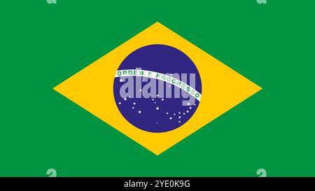 Flagge Brasiliens, Format 16:9, Flagge Brasiliens, Vektorbilder Stock Vektor