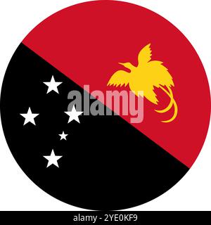 Papua-Neuguinea-Kreisflagge, Kreisflagge von Papua-Neuguinea, Vektorbilder Stock Vektor