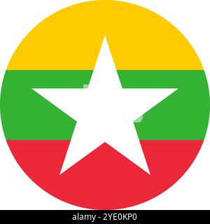 Myanmar Circle Flag, Circle Flag of Myanmar, Vektorbilder Stock Vektor