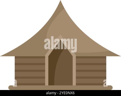 Einfache und gemütliche Holzhütte mit spitzem Dach, die traditionelle Architektur oder ländliches Leben repräsentiert Stock Vektor