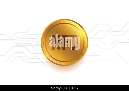 goldene NFT-Münze nicht fungible Asset für virtuelle Trading-Vektor Stock Vektor