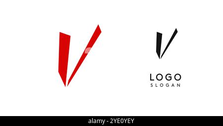 Einfacher Pinselstift Buchstabe V im asiatischen typografischen Stil. Logo-Monogramm für Lebensmittel- und Getränkeverpackungen, asiatische Küche, Restaurants, Grafikdesign Stock Vektor