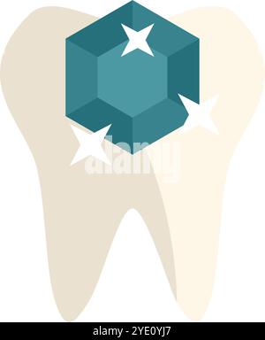 Der strahlend saubere Zahn mit grünem Juwel veranschaulicht das Konzept der Zahnhygiene Stock Vektor