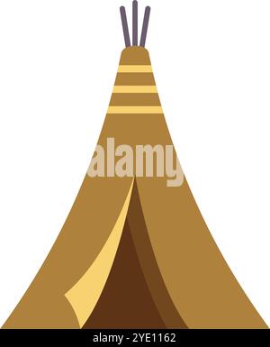 Minimalistische Vektor-Illustration eines Tipi, eine konische Zeltwohnung, die traditionell aus Tierhäuten besteht und von indigenen Völkern der Ebenen in nordamerika verwendet wird, isoliert auf weiß Stock Vektor