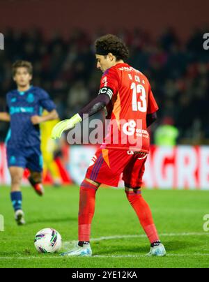 Vila Nova Das Aves, Portugal. Oktober 2024. Estádio Clube Desportivo das Ave Guillermo Ochoa wurde am 28. Oktober 2024 im Estádio Clube Desportivo das Aves in Vila Nova das Aves, Portugal, beim Spiel der Liga Portugal Betclic 2024/25 zwischen AVS und dem FC Porto im Club Desportivo das Aves gesehen. (Miguel Lemos/SPP) Credit: SPP Sport Press Photo. /Alamy Live News Stockfoto