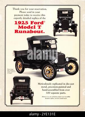 Oldtimer-Werbung Illustration Kunst für 1925 Ford Model T Runabout Auto von der Ford Motor Company. 1925 Stockfoto