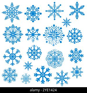 Schneeflocken-Vektoren großer Satz isoliert Stock Vektor