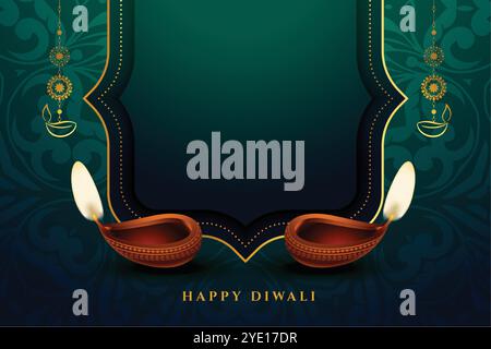 Schönes shubh diwali Banner mit Öllampe im Paisley Design Stock Vektor