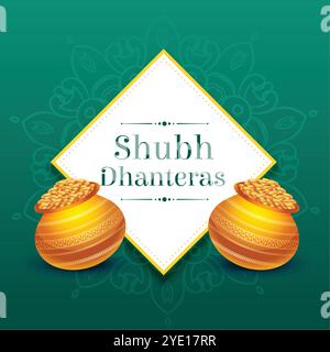 shubh dhanteras Anlass Hintergrund mit goldenen Münztopf Design Stock Vektor