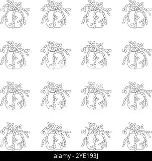 Kaktussukkulent in einem Topf im Doodle-Stil. Einfaches, nahtloses Muster. Vektorabbildung. Stock Vektor