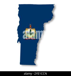 Vermont State Flaggenkarte mit Beschneidungspfad Stockfoto