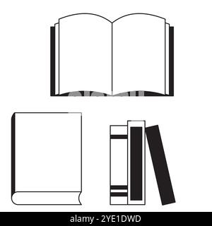 Buchsymbole eingestellt. Offene und geschlossene Bücher. Einfache Bibliothekssymbole. Vektorabbildung. Stock Vektor