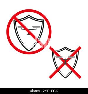 Schild-Symbol. Waagenwaagen innen. Rotes Kreuz. Symbol für Vektorverbot. Stock Vektor