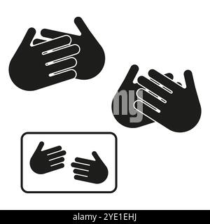 Symbole für Handgesten. Kommunikationsschilder gesetzt. Einfache visuelle Symbole. Vektorhand-Silhouetten. Stock Vektor