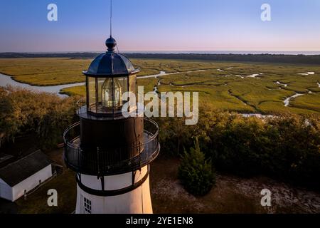 Aus der Vogelperspektive des Leuchtturms Amelia Island im frühen Morgenlicht, Amelia Island, Florida, USA Stockfoto