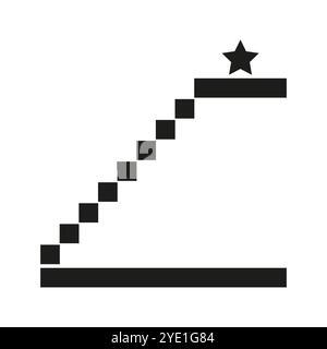 Treppenhaus zum Erfolg Symbol. Schritte, die zu einem Stern führen. Symbol „Leistung“. Vektor-Fortschrittsgrafik. Stock Vektor
