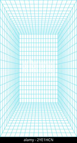 Perspective 3D Wireframe Tunnel Stock Vektor