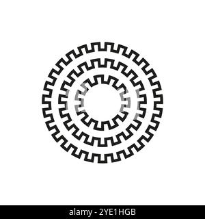 Spiralsymbol. Konzentrische Ringe. Abstrakter geometrischer Vektor. Kreisförmiges schwarzes Symbol. Stock Vektor