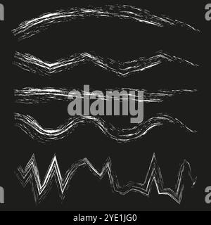 Strukturierte Wellenlinien. Distress-Zickzack-Schlaganfall. Abstrakte handgezeichnete Linien. Vektorschleifelemente. Stock Vektor