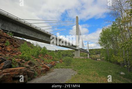 Landschaft mit Penobscot Narrows Bridge, Maine Stockfoto