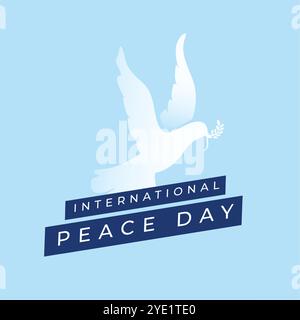 Internationales Friedenstag-Poster im minimalistischen Stil mit Taubendesign Stock Vektor